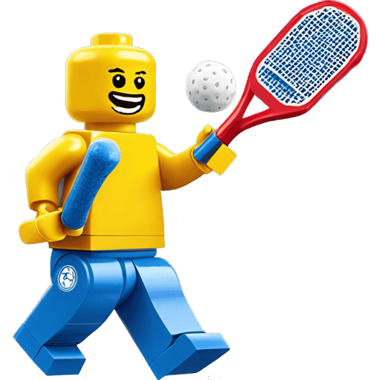 Lego man in sneakers playing pickleball emoji