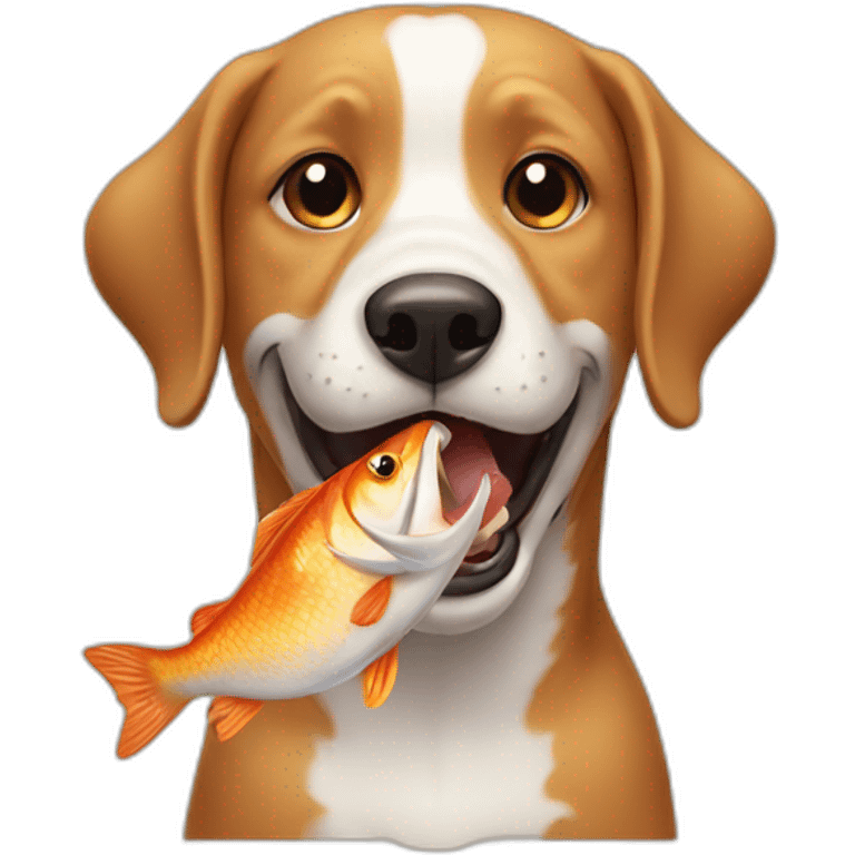 Dog eating a fish emoji