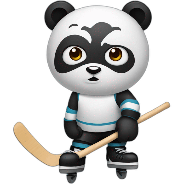 Serious panda hockey emoji