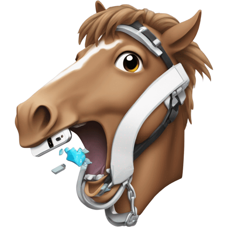 Horse eats smartphone emoji