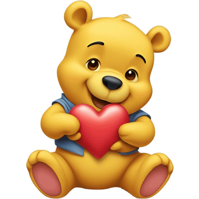 Winnie the Pooh holding a heart  emoji