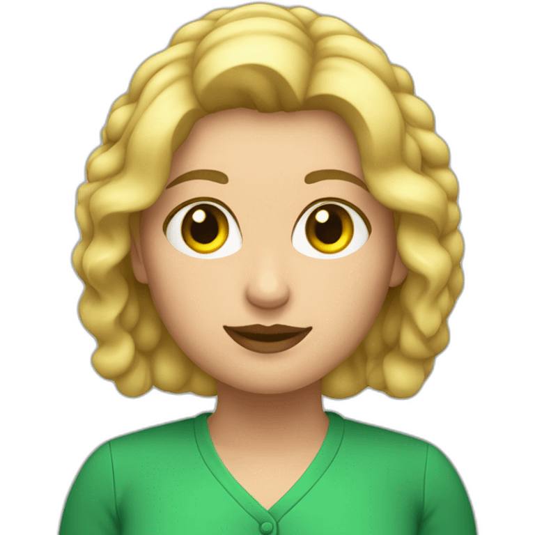 Mujer gordita pelo rubio ojos grandes verdes emoji