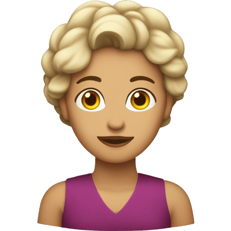 mujer mayor pelo corto contando emoji