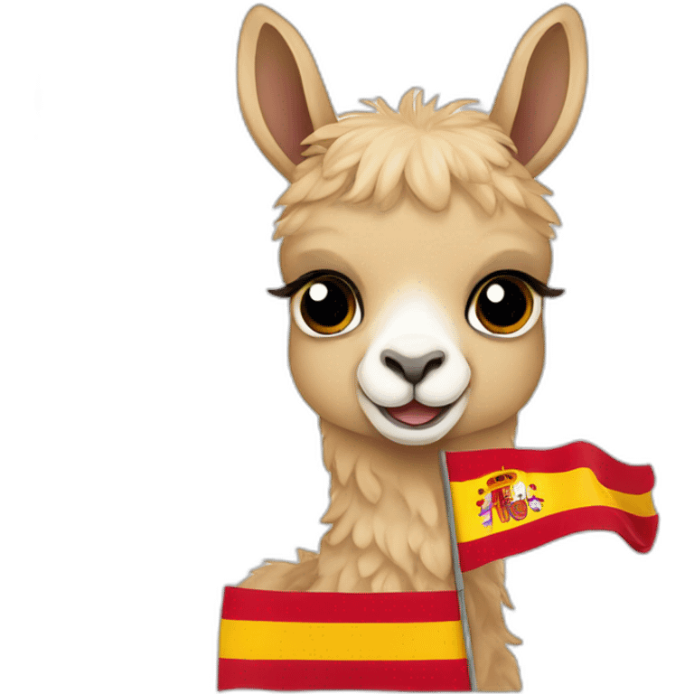 Baby llama with Spain flag in the background emoji