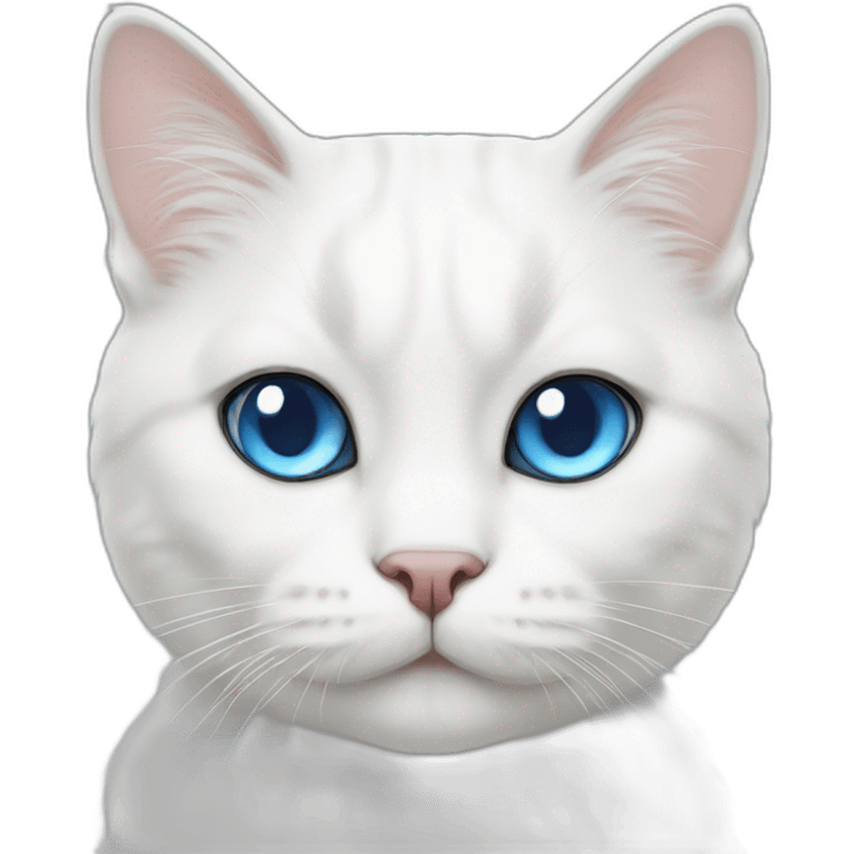 White Scottish cat with blue eyes emoji