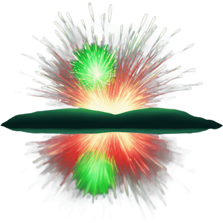 Red and green fireworks over pond emoji