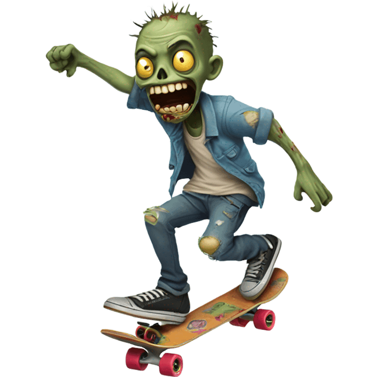 Cool zombie skateboarding emoji