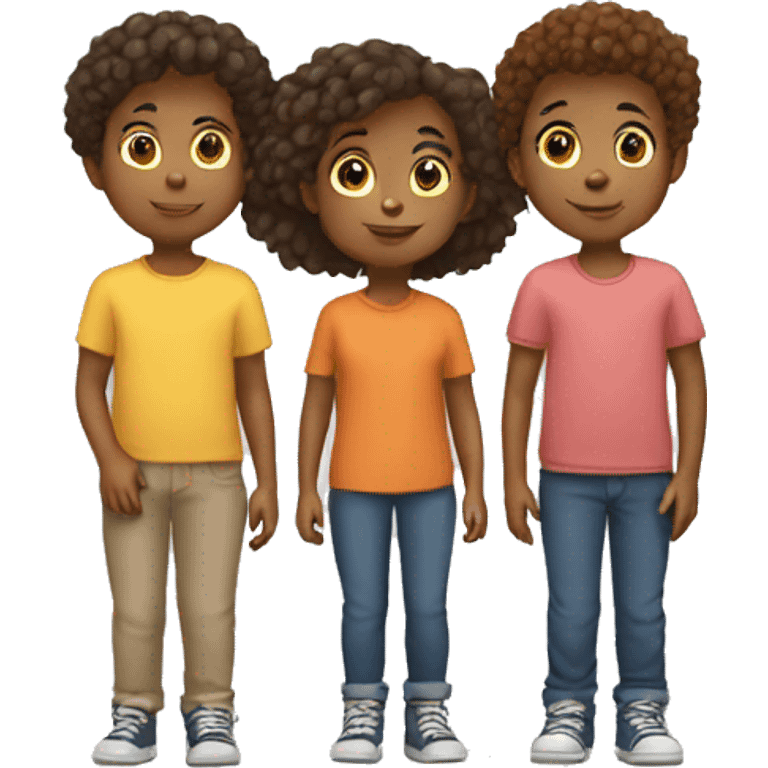 5 standing kids in a line emoji