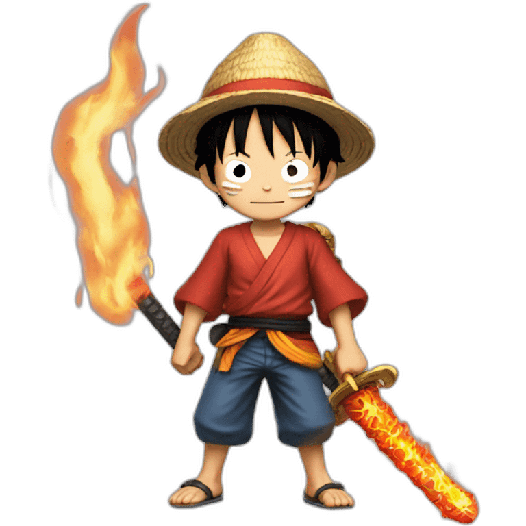 luffy with fire katana emoji