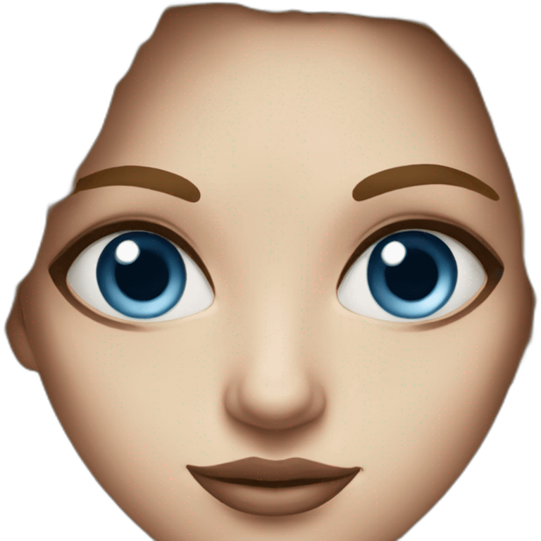 A woman with blue eyes and spider realism emoji