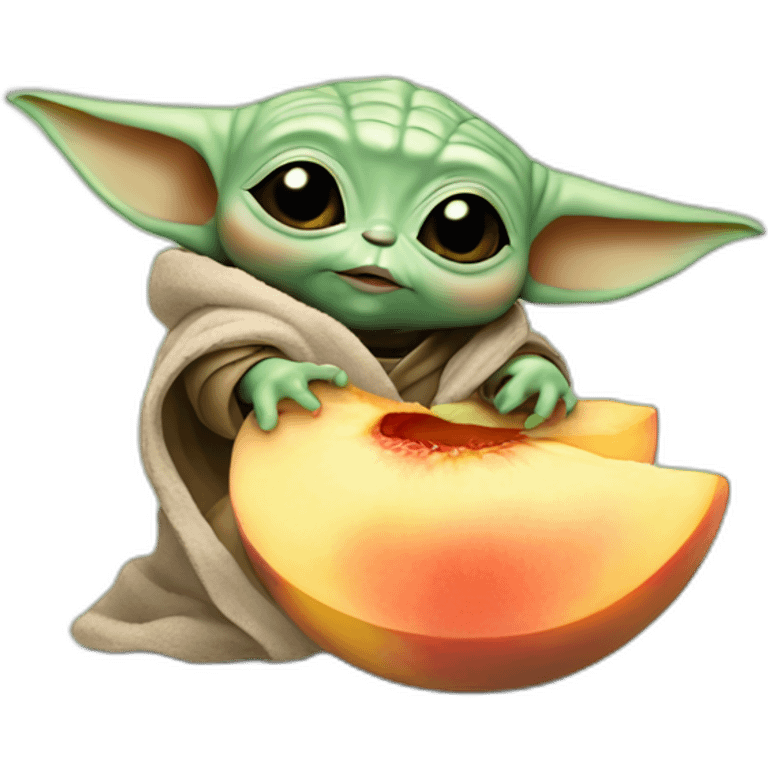 Baby Yoda eating-peach emoji