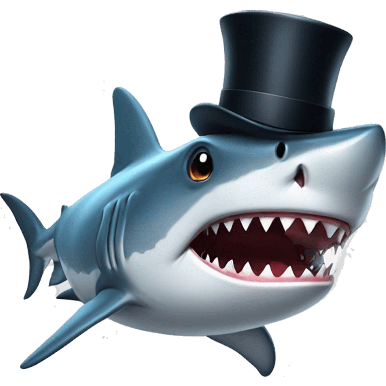 Shark with a top hat emoji