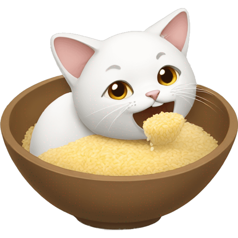 A cat eating rice emoji