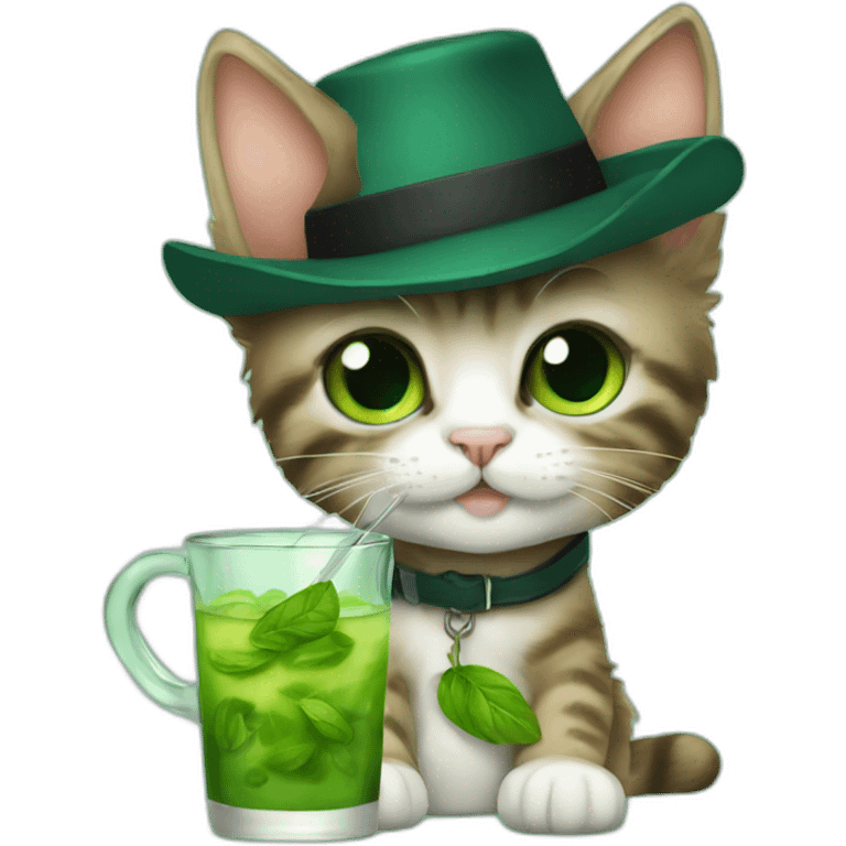 baby sherlock holmes cat drinking mojito emoji