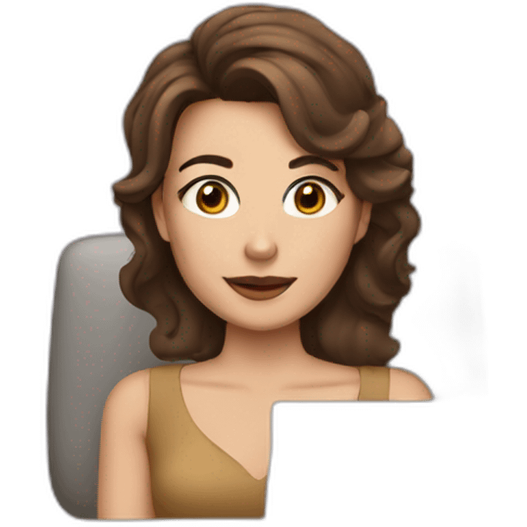  queen with brown hair and brown eyes working on a PC  emoji