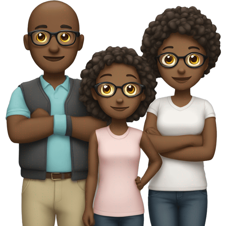 Family, 2 girls, 1 boy with glasses emoji