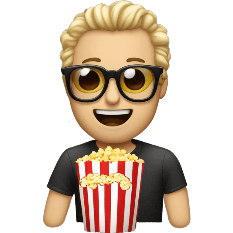 hombre con gafas de cine comiendo popcorns emoji