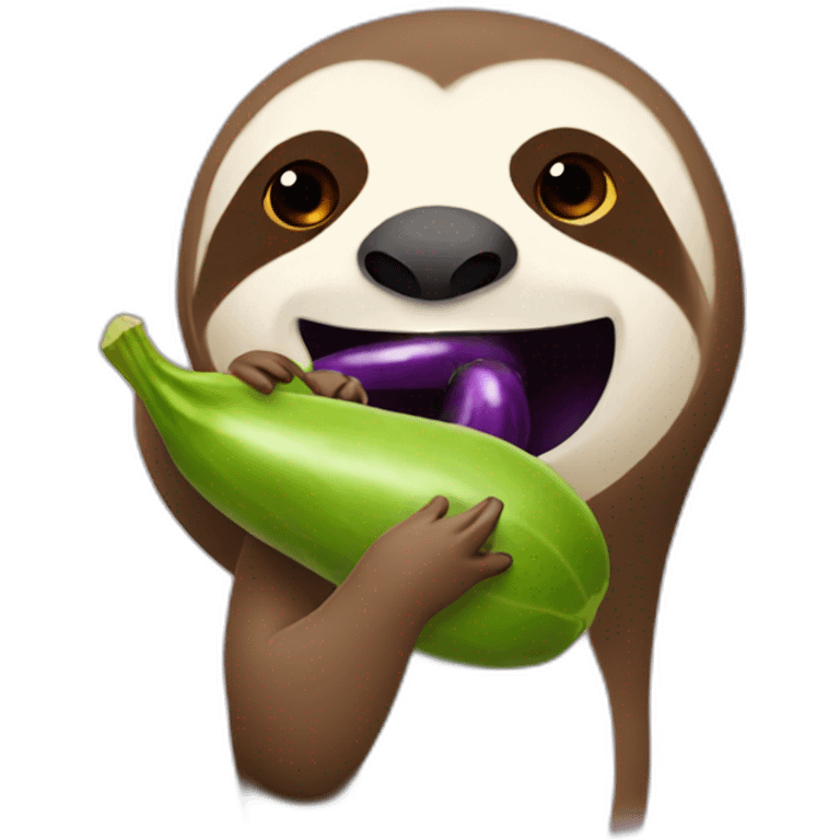 Sloth putting eggplant in mouth emoji