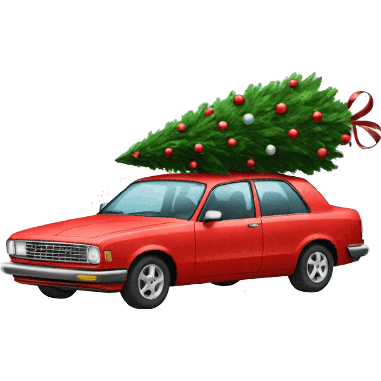 Car with Christmas tree on top emoji