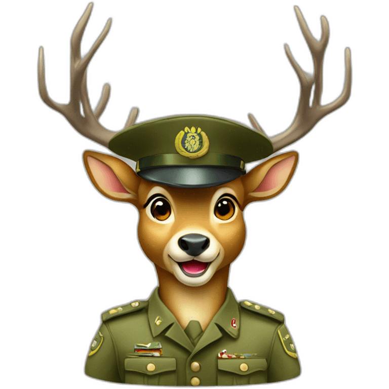 a deer in an IDF army uniform with his hoof up to his head in a saluting pose emoji