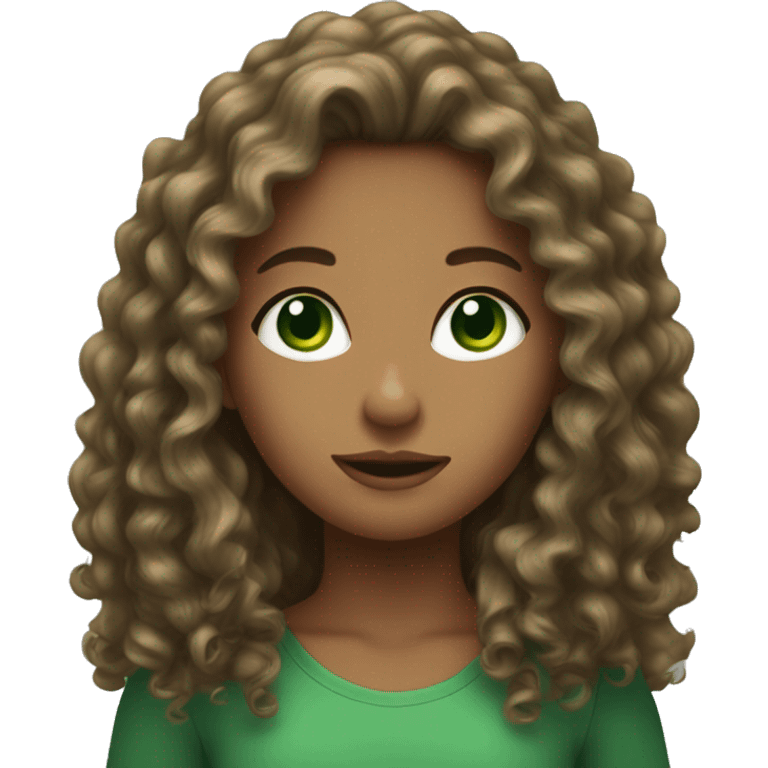 long curly hair girl with green eyes emoji