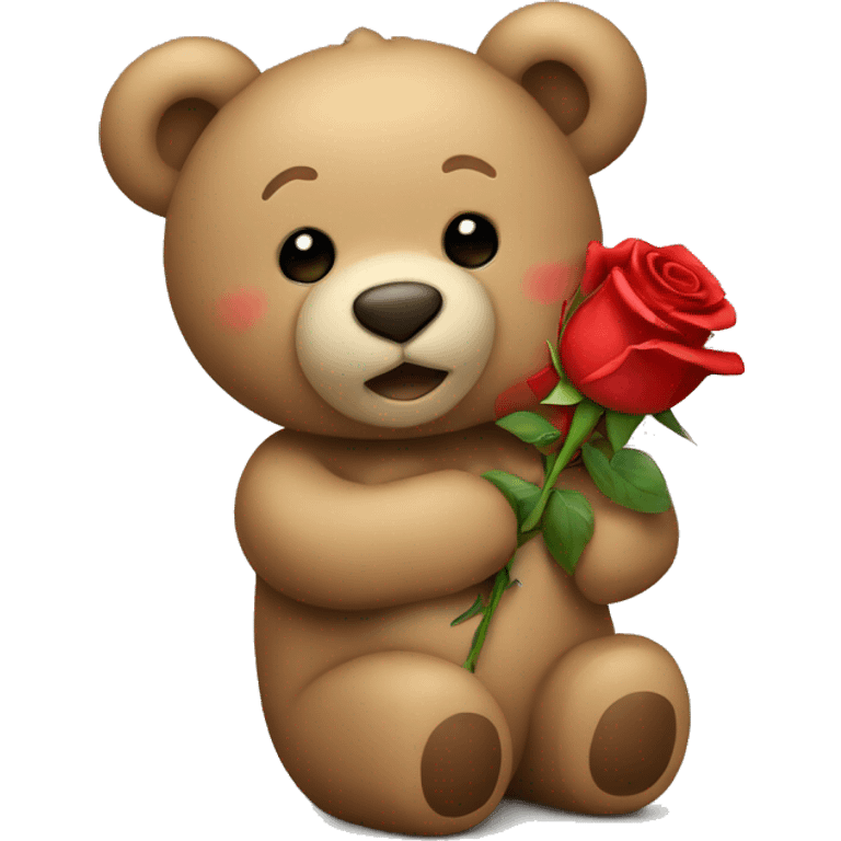 Teddy bear holding a red rose emoji