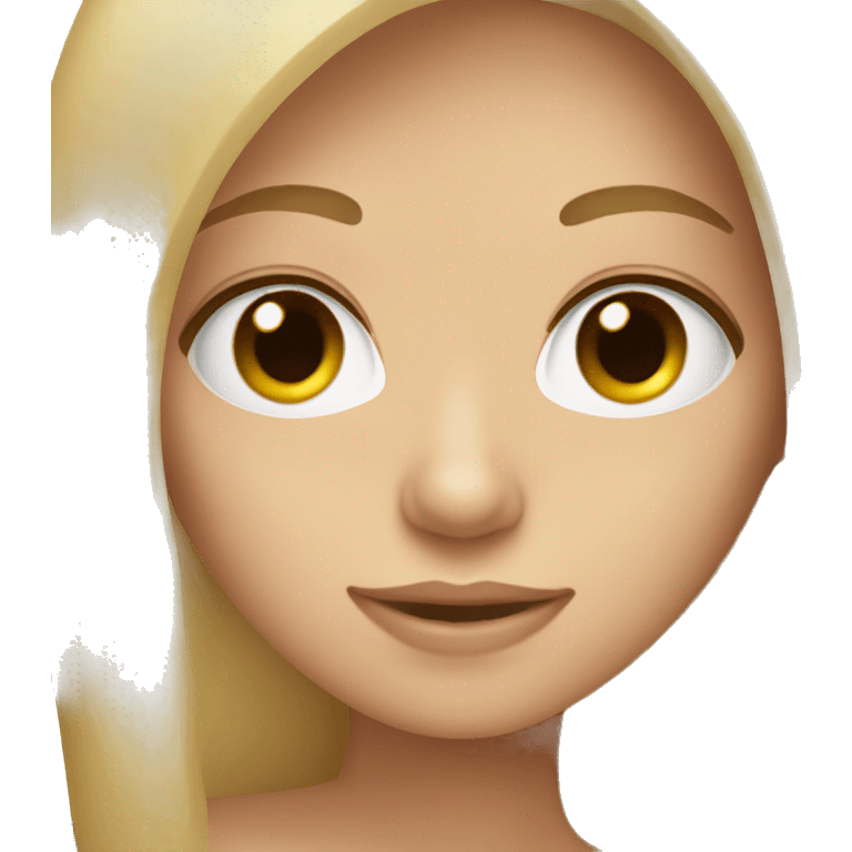 blonde brown hair girl with brown eyes and straight  emoji