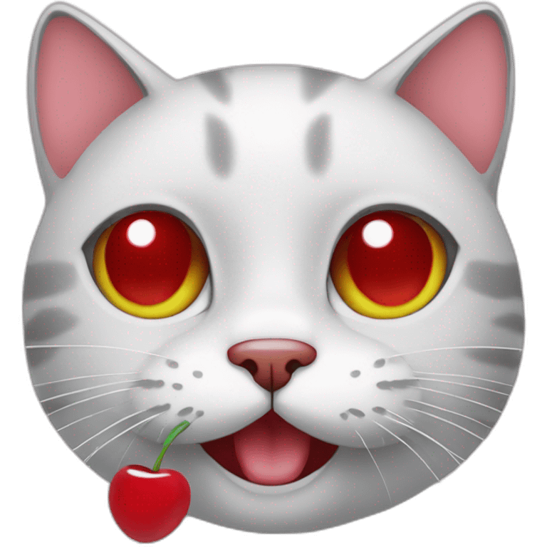 cat wih cherry emoji