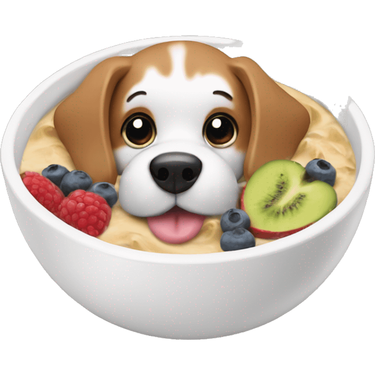 Dog eating smoothie bowl emoji