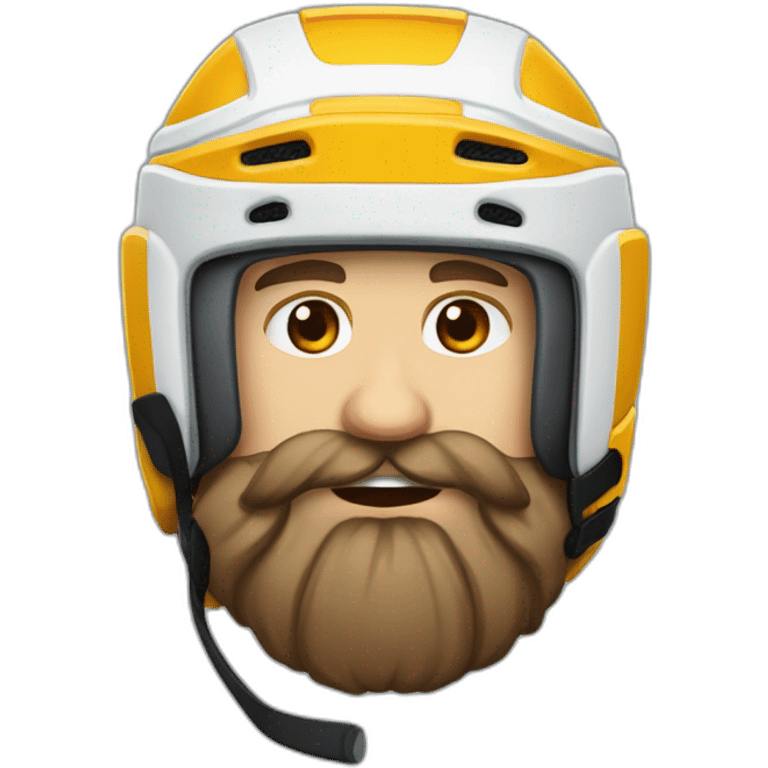 Hockeyeurs barbu avec son casque de hockey et un pansement sur le visage emoji