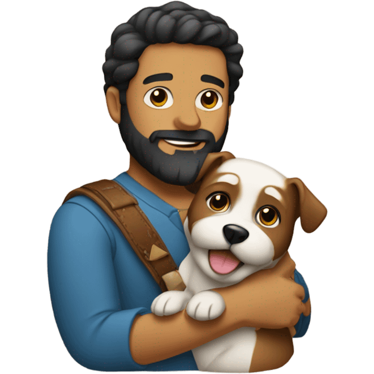 Bearded Hispanic holding little dog  emoji