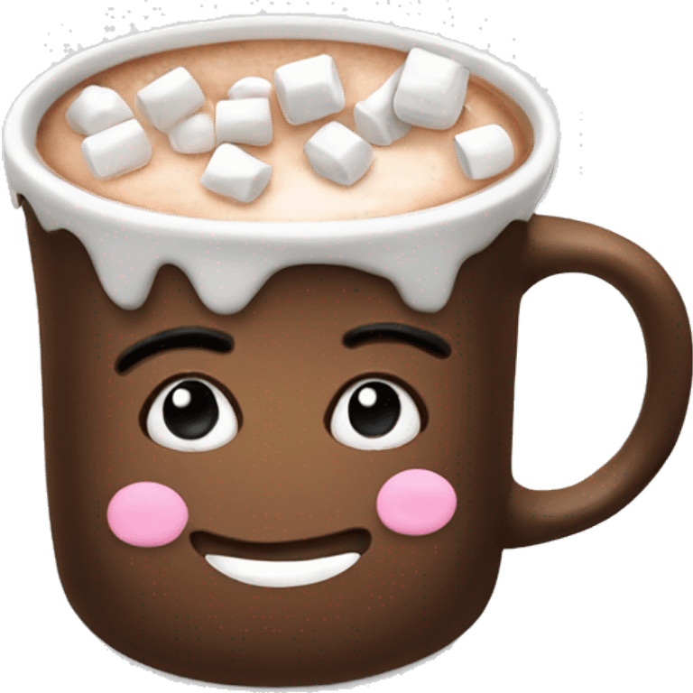 White mug of hot chocolate with marshmallows  emoji