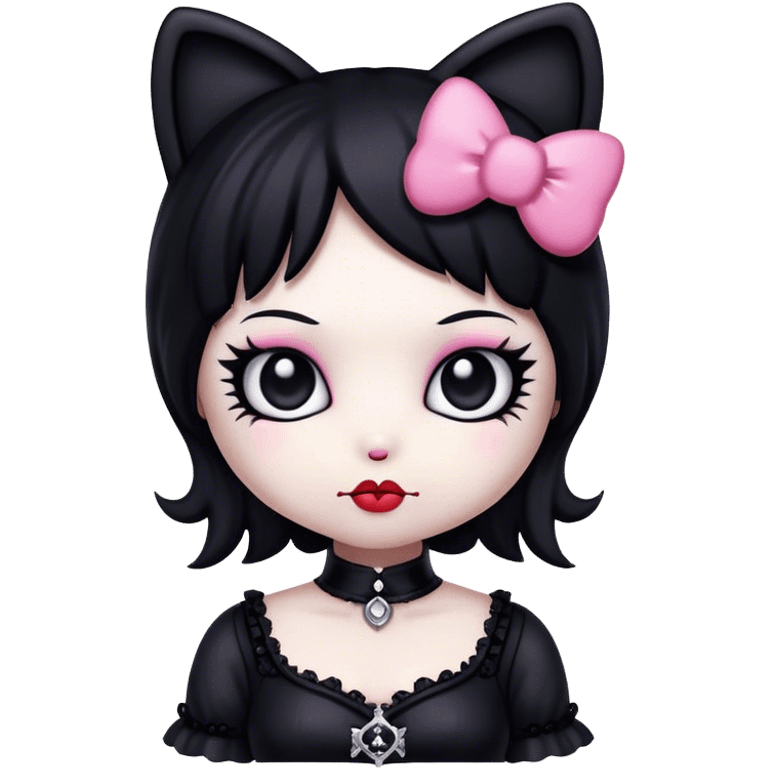 goth hello kitty lady emoji