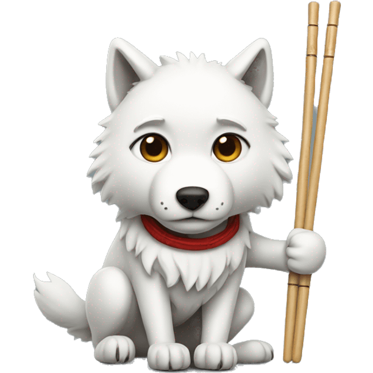 White wolf with chopstick legs emoji