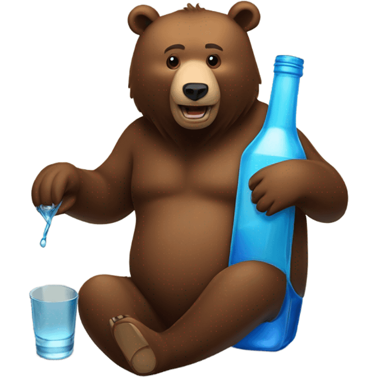 A brown bear drinking Azul tequila  emoji