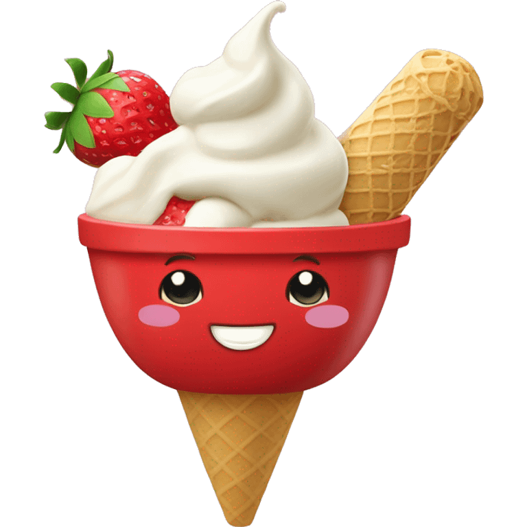 Strawberry and vanilla ice cream mixed in a bowl emoji