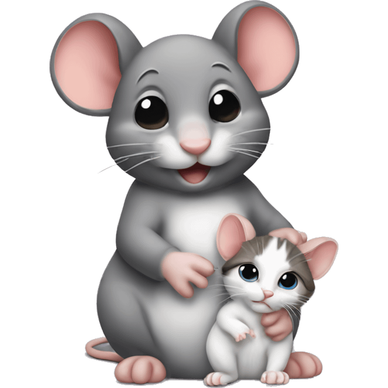 Mouse holding a kitten emoji