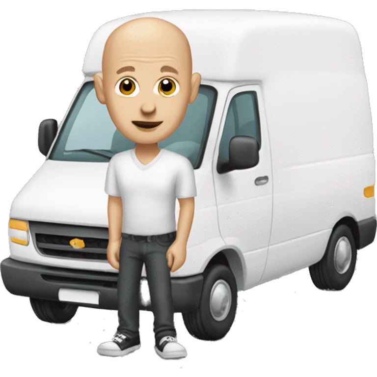 Bald man with a white van  emoji