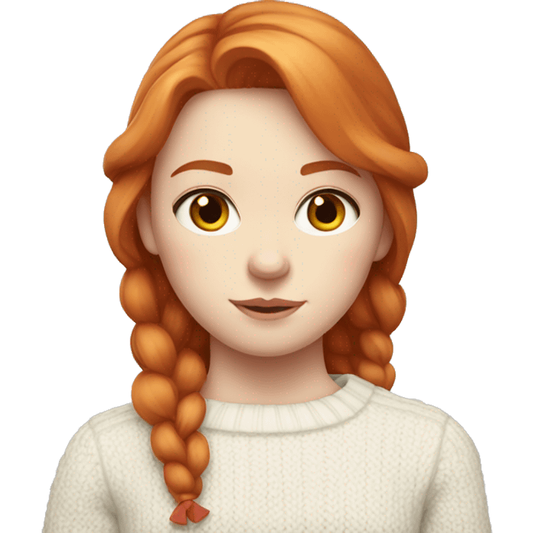 Red-haired girl with bow in hair with pale skin white sweater emoji