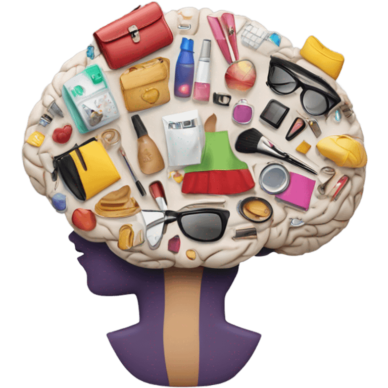 brain thinking shopping makeup footwear handbags clothes  emoji