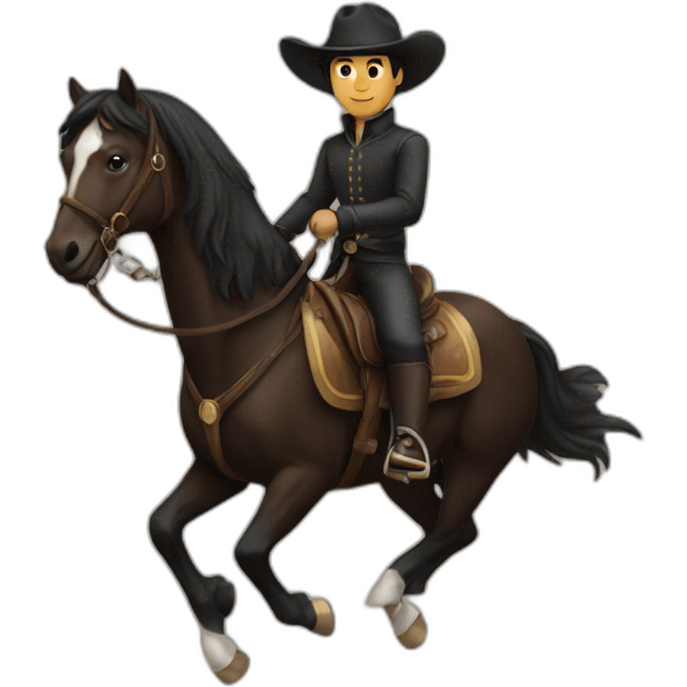 riding black haired man on horseback emoji