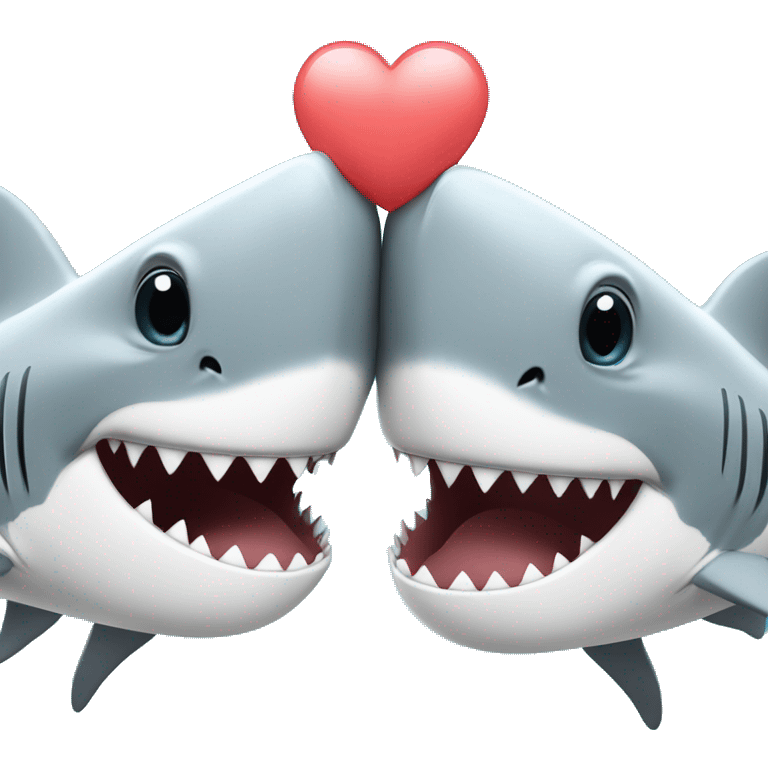 2 sharks kissing with white hearts around them emoji