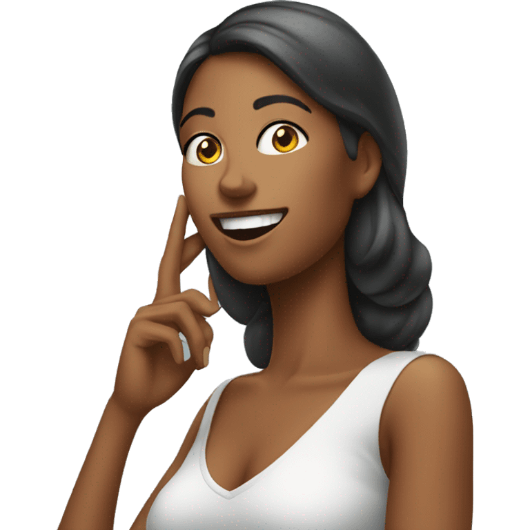 Woman calling with iphone on her ear emoji