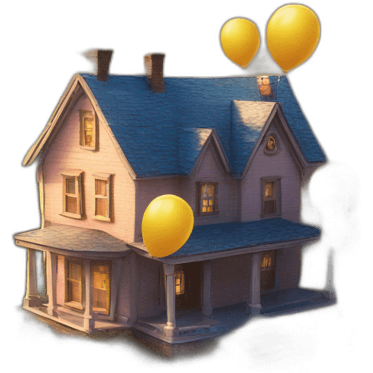 house from up movie carried by baloons emoji