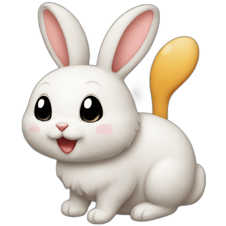 Chat sur le dos d'un lapin emoji