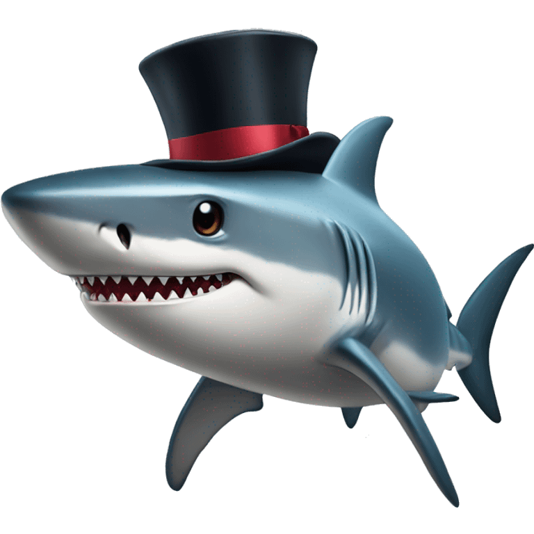 Shark with a top hat emoji