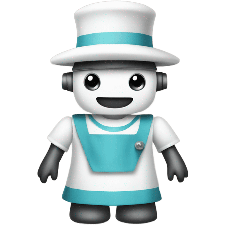 Robot wearing a maid apron and hat emoji