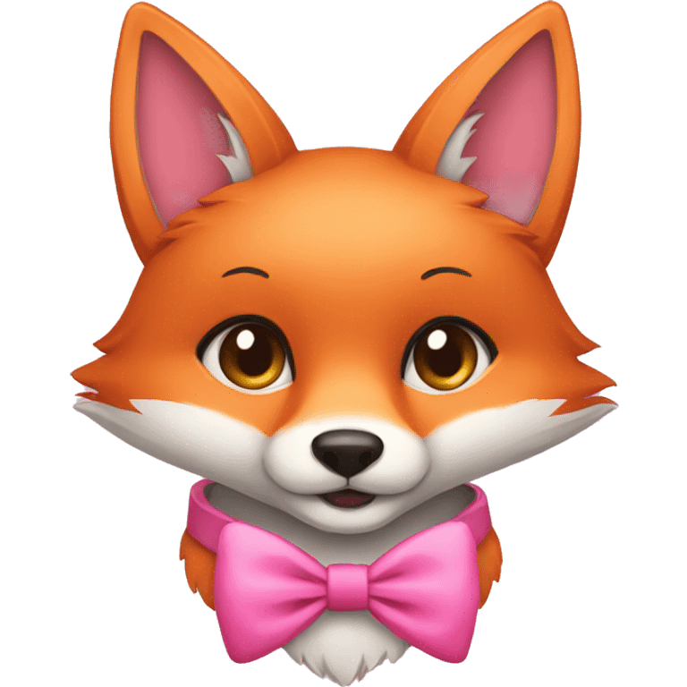 fox wearing a cute pink bow and a pink collar emoji