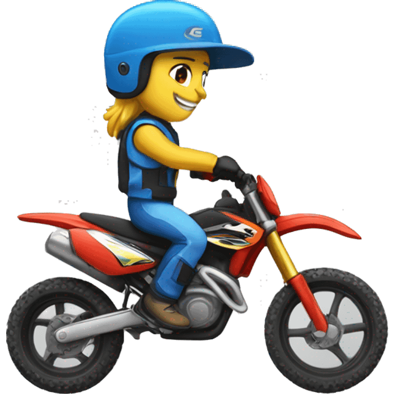 Centrale cee sur un moto cross avec une casquette  emoji