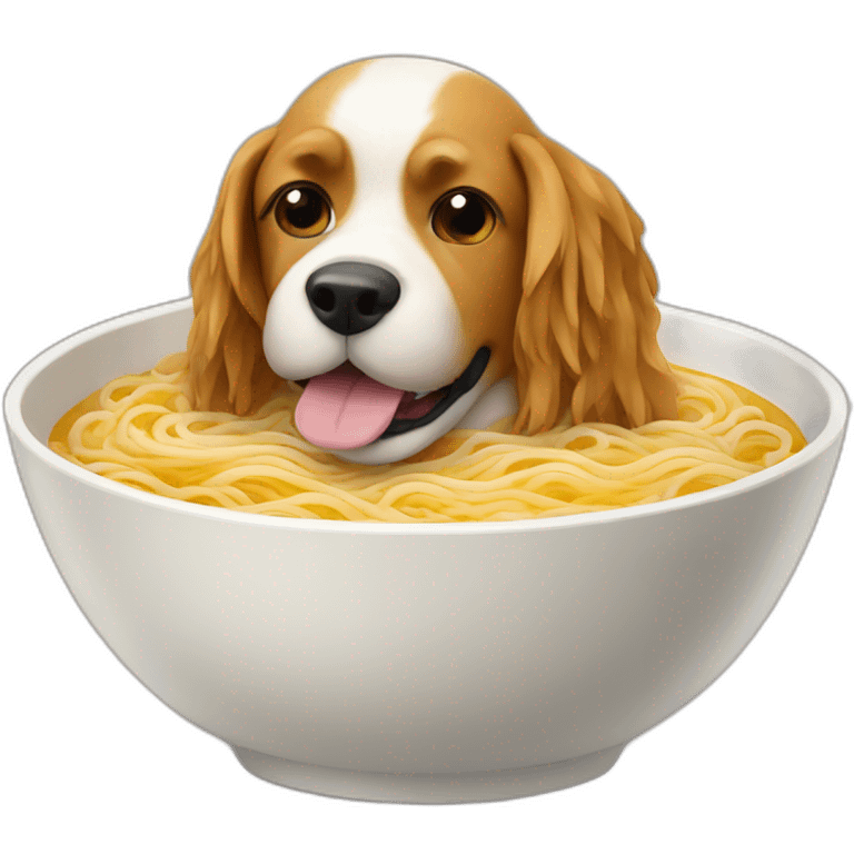 a dog inside a bowl of ramen emoji